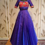 royal blue floral embroidered lehenga set