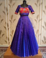 royal blue floral embroidered lehenga set