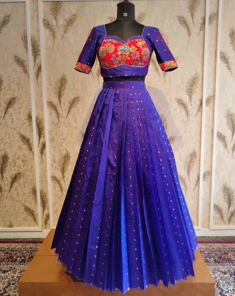 royal blue floral embroidered lehenga set