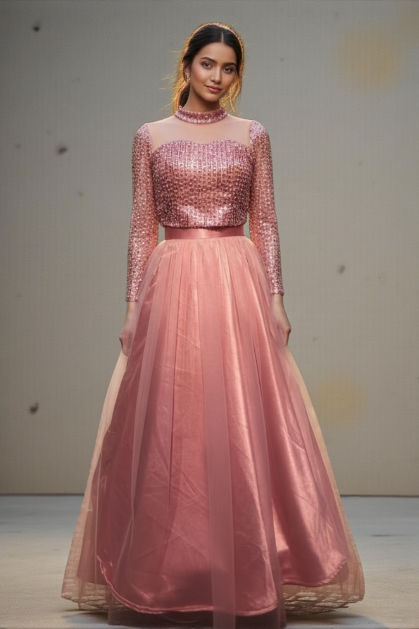 blush pink embellished lehenga set blush pink embellished lehenga set