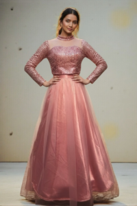 Double Dupatta Bridal Lehenga blush pink embellished lehenga set