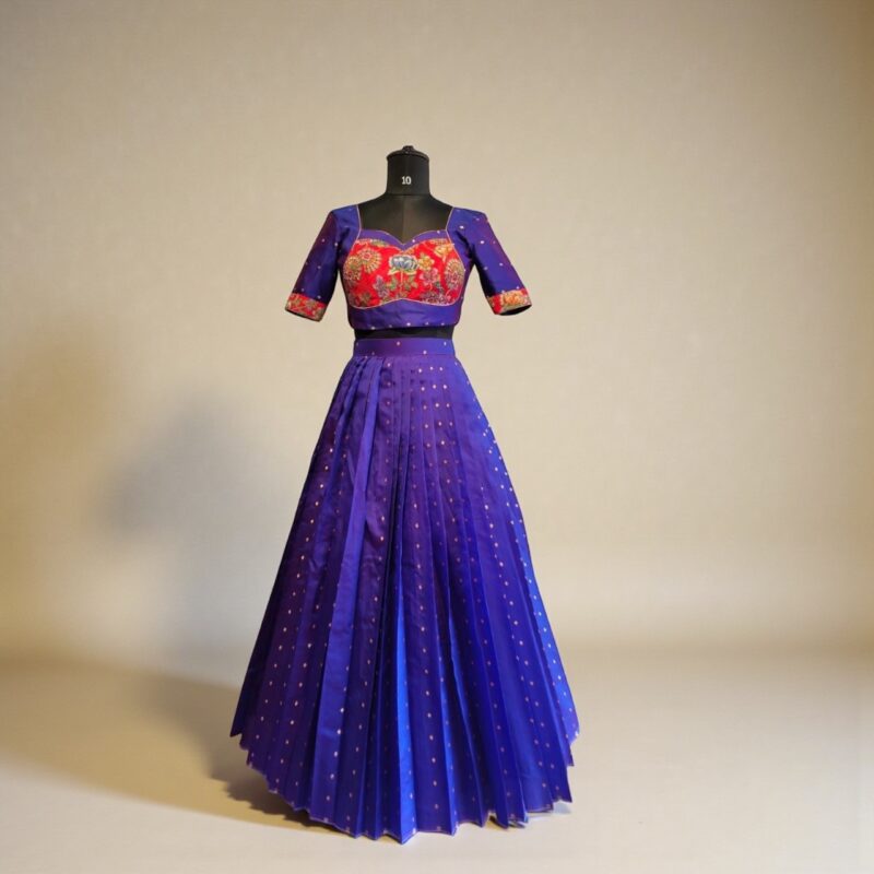 royal blue floral embroidered lehenga set