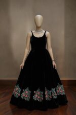 royal blue floral embroidered lehenga set