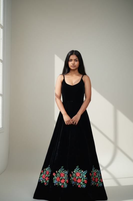 royal blue floral embroidered lehenga set