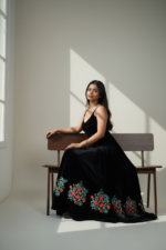 royal blue floral embroidered lehenga set